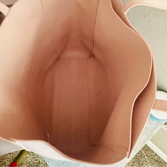 Monique Lhullier Vegan Leather Tote Bag Pink Handbag 14x18 in - Picture 10 of 14